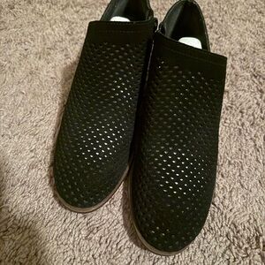 Lucky Brand Black Perforated Slip-Ons